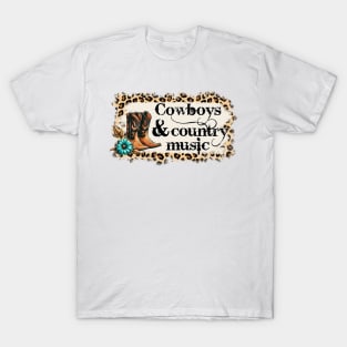 Cowboys and country music Retro Country Music Heartbeat Western Cowboy Cowgirl Gift T-Shirt